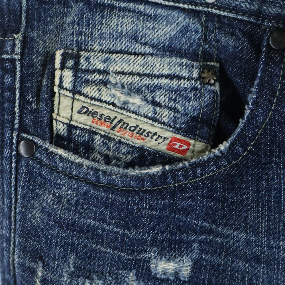 DIESEL(ディーゼル) LHELA ダメージ加工 ジップフライ スキニーデニムパンツ インディゴ