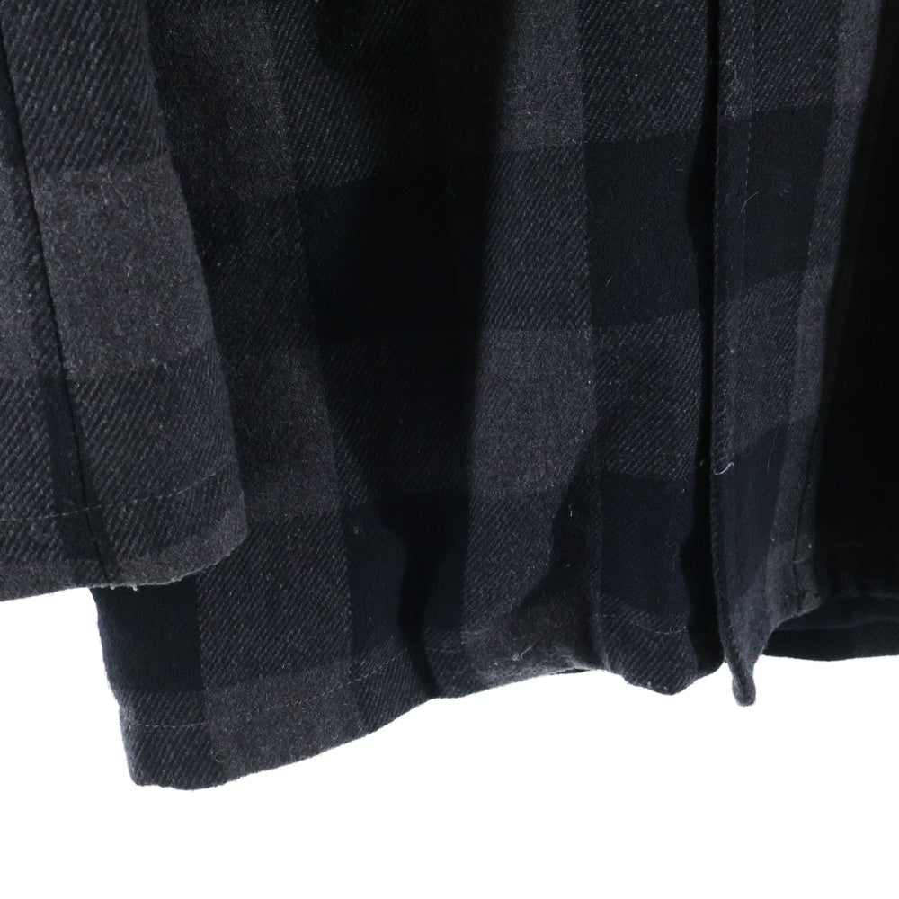 DIESEL(ディーゼル) チェック柄 キルティング ファーダッフルコート ブラック