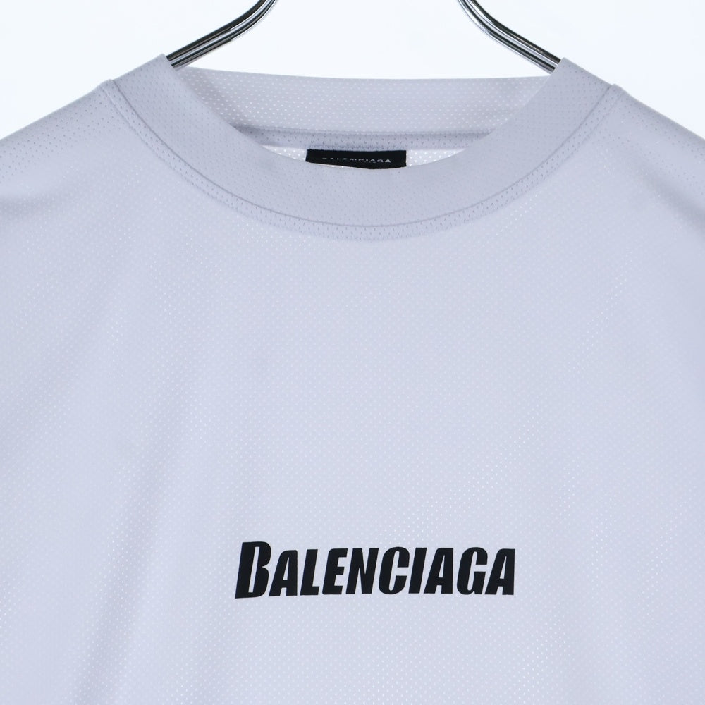 BALENCIAGA(バレンシアガ) 23SS SWIM T-SHIRT ロゴプリント メッシュ半袖Tシャツ カットソー ホワイト 657027
