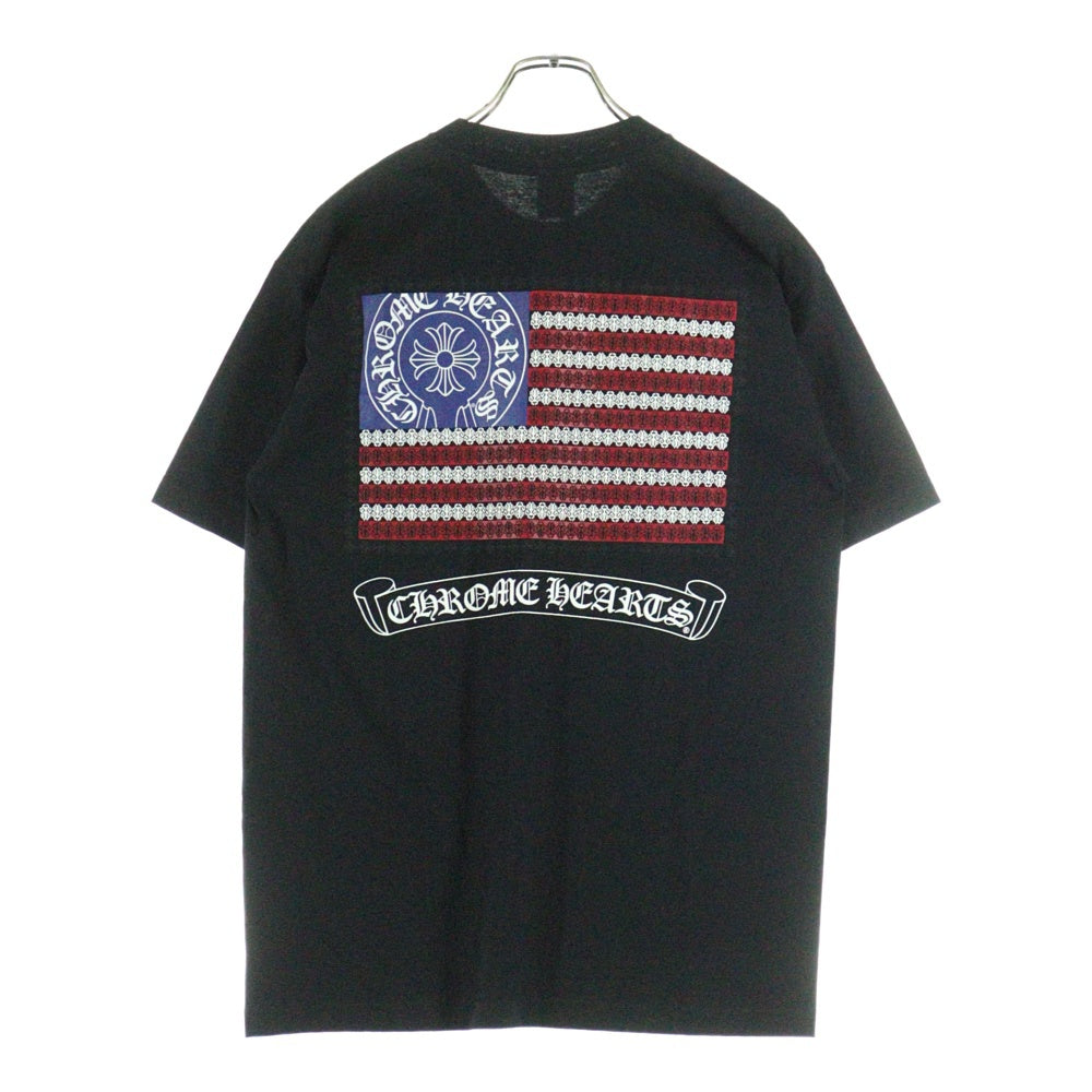 CHROME HEARTS(クロムハーツ) OLD AMERICAN FLAG TEE オールド アメリカンフラッグTシャツ 星条旗 ホースシュープリント 半袖カットソー ブラック