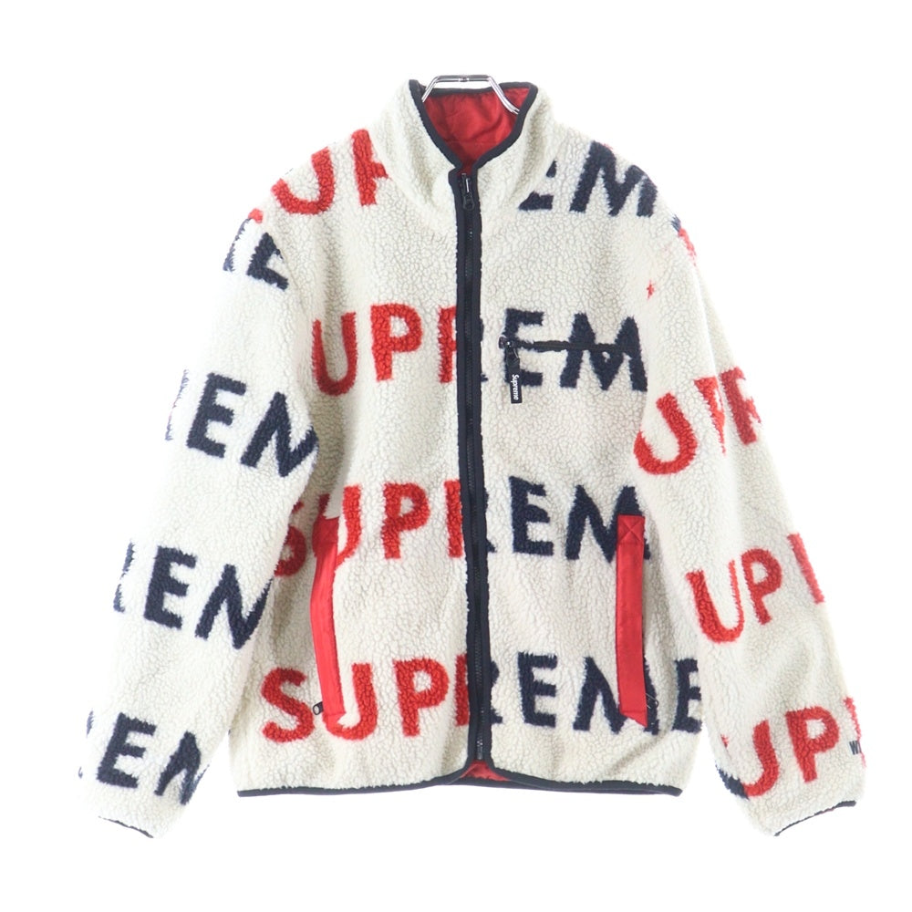 SUPREME(シュプリーム) 18AW Reversible Logo Fleece Jacket リバーシブル フリースジャケット ホワイト