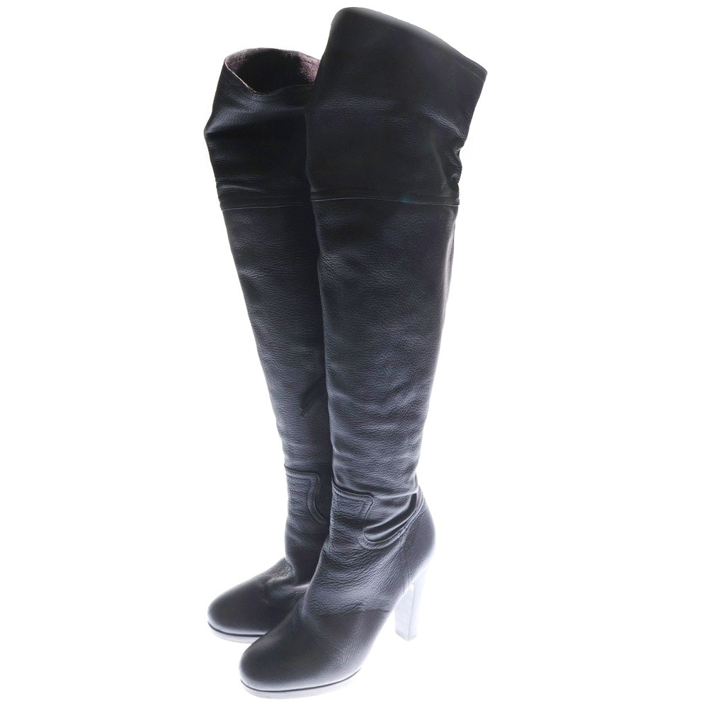 miumiu(ミュウミュウ) サイドジップ レザー ロングブーツ ブラック レディース