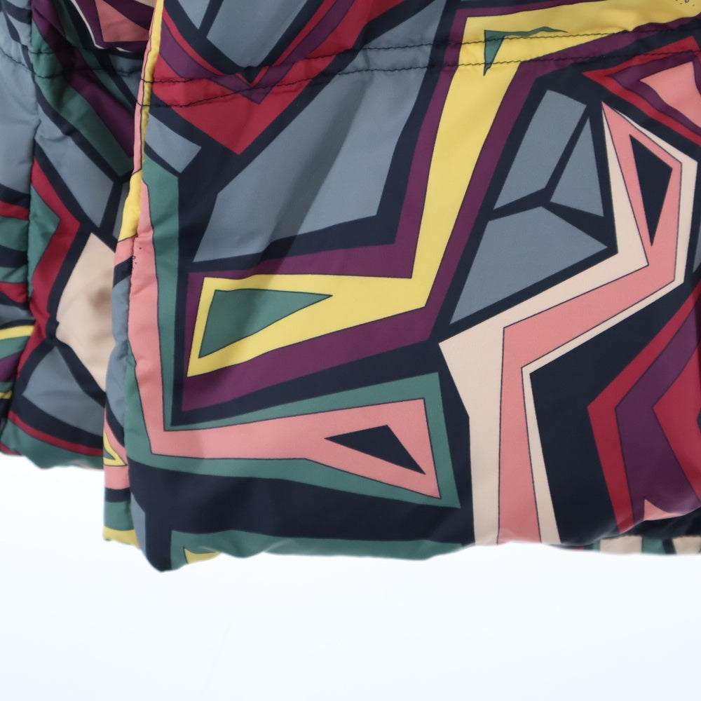 EMILIO PUCCI(エミリオプッチ) 総柄 ナイロン ファーフーデッド ダウンジャケット マルチ レディース 96YB03