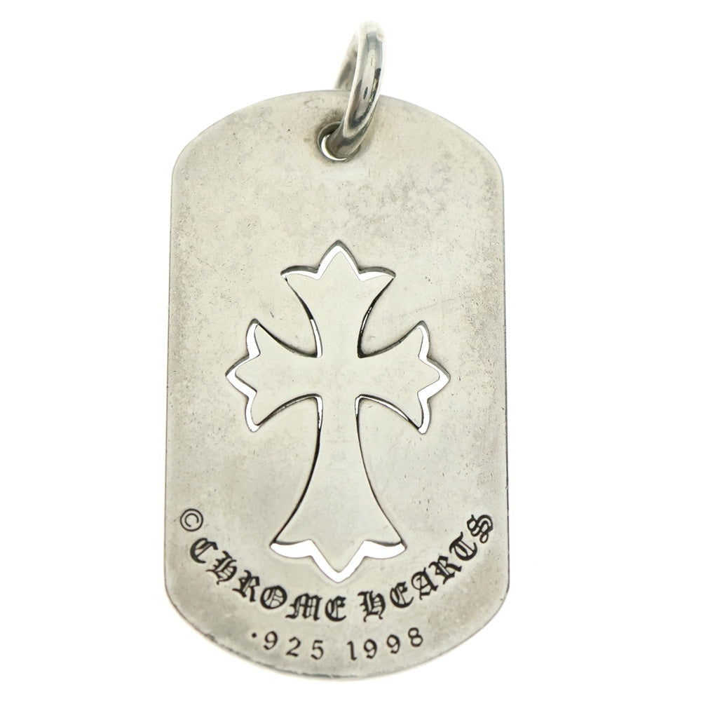 CHROME HEARTS(クロムハーツ) D TAG LRG TNY CRS カットアウトタイニーCHクロス ラージドッグタグ ネックレストップ シルバー