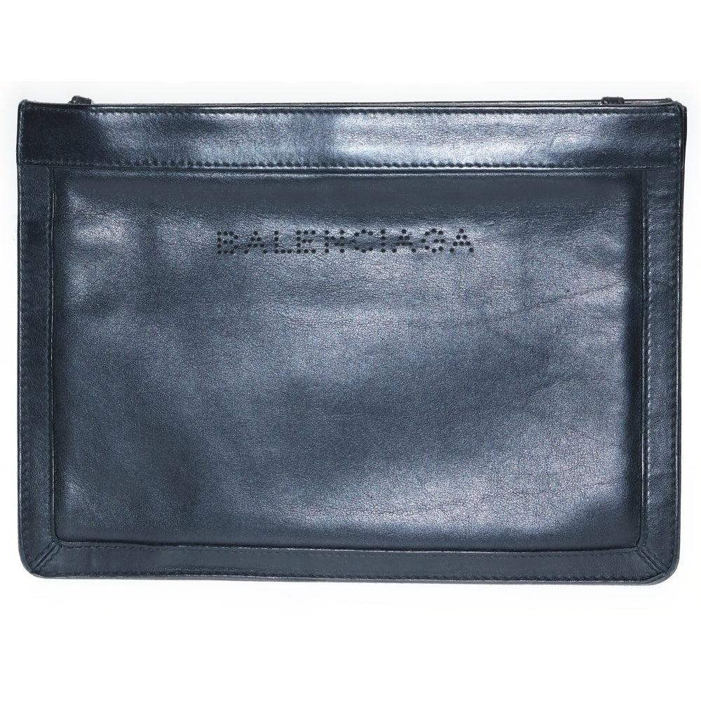 BALENCIAGA(バレンシアガ) ネイビー ポシェット レザー ショルダーバッグ ブラック 339937