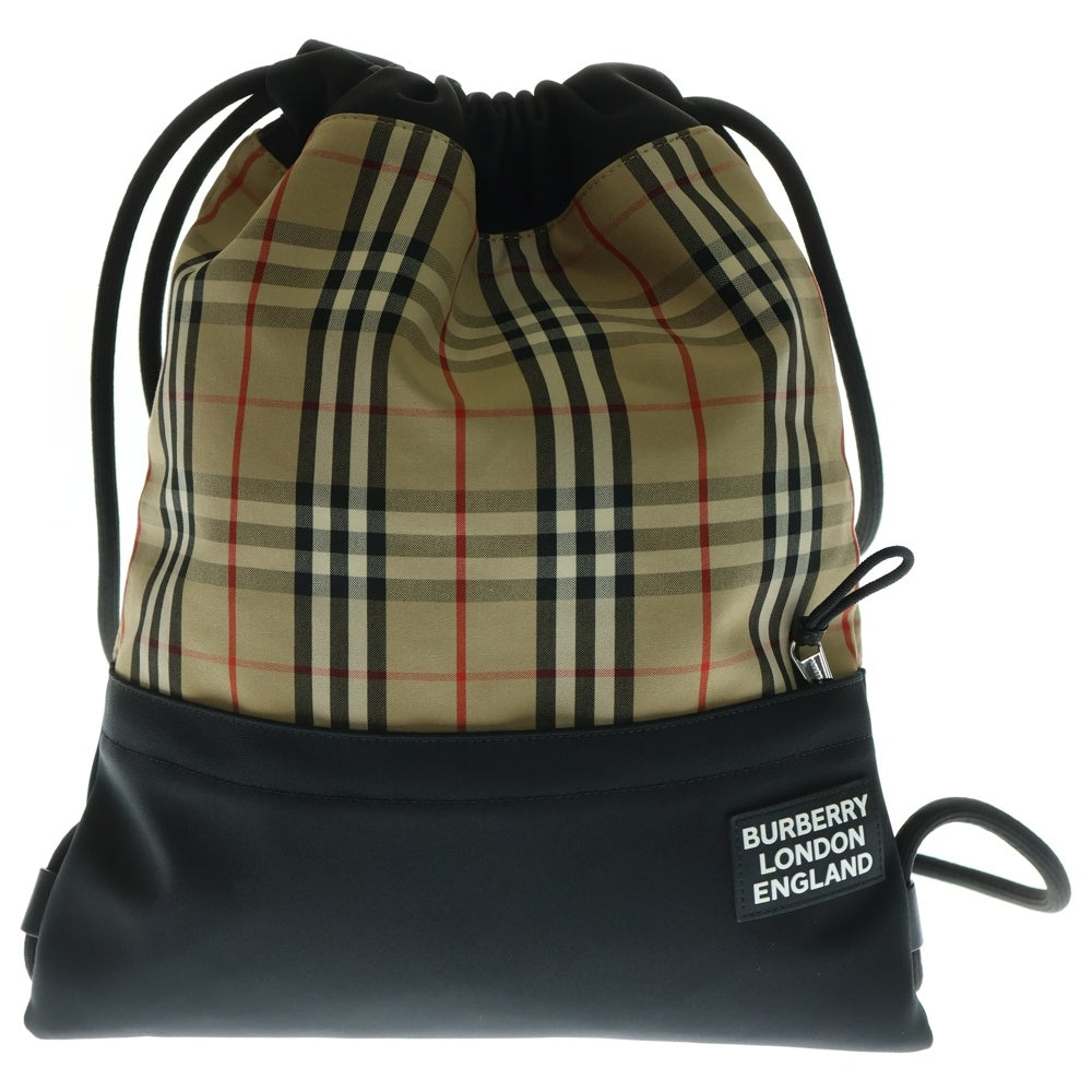 BURBERRY(バーバリー) ラバーロゴワッペン ノバチェック コットン バックパック ブラウン 8023645
