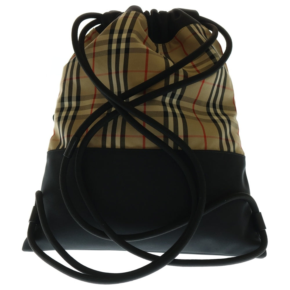 BURBERRY(バーバリー) ラバーロゴワッペン ノバチェック コットン バックパック ブラウン 8023645