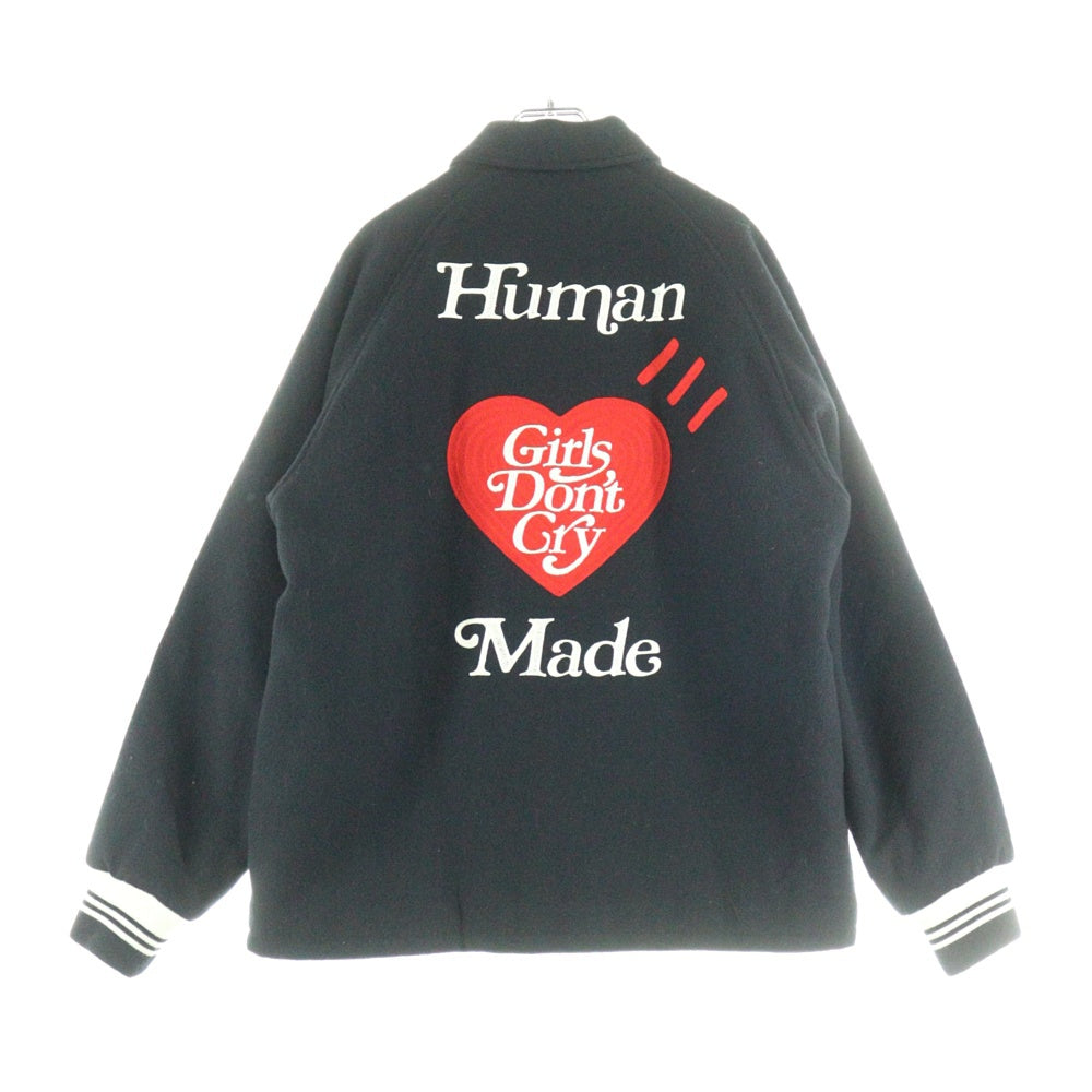 HUMAN MADE(ヒューマンメイド) ×Girls Don't Cry ガールズドントクライ フロント刺繍 ロゴパッチ バーシティジャケット スタジャン ブラック XX26JK010