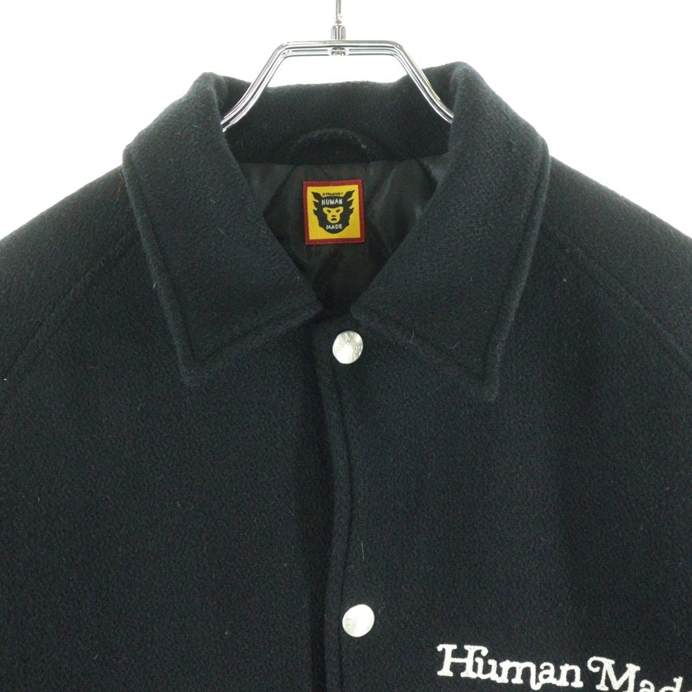 HUMAN MADE(ヒューマンメイド) ×Girls Don't Cry ガールズドントクライ フロント刺繍 ロゴパッチ バーシティジャケット スタジャン ブラック XX26JK010