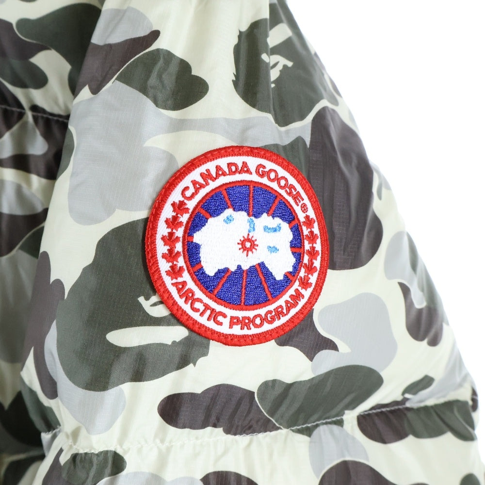 A BATHING APE(アベイシングエイプ) 23AW ×CANADA GOOSE ABC CAMO CROFTON PUFFER カナダグース 総柄 カモフラ フーデッド ダウンジャケット ブラウン/カーキ 2252MBE