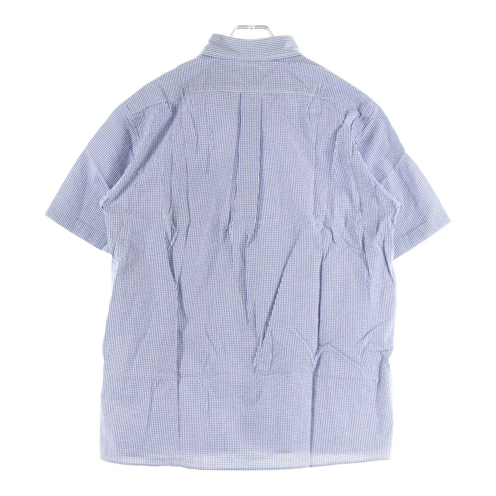 HUMAN MADE(ヒューマンメイド) ギンガムチェック ロゴパッチ フロントポケット ボタンダウン 半袖シャツ ブルー HM23SH007