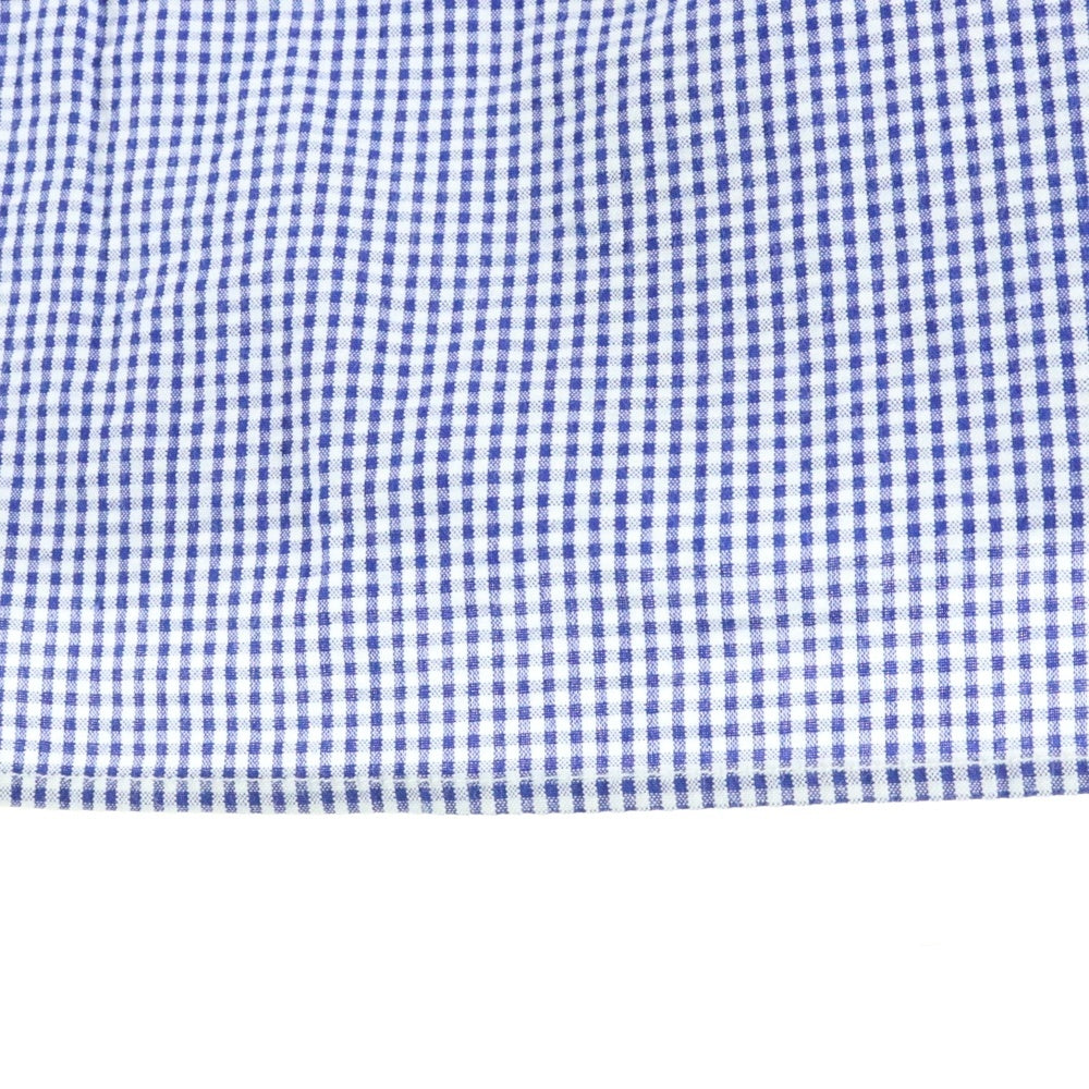 HUMAN MADE(ヒューマンメイド) ギンガムチェック ロゴパッチ フロントポケット ボタンダウン 半袖シャツ ブルー HM23SH007