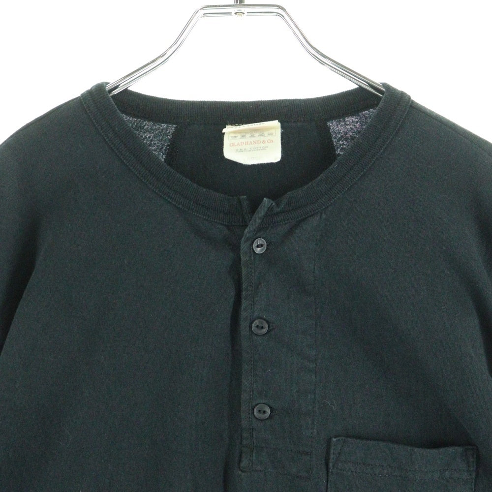 GLAD HAND(グラッドハンド) ヘンリーネック長袖Tシャツ カットソー ブラック