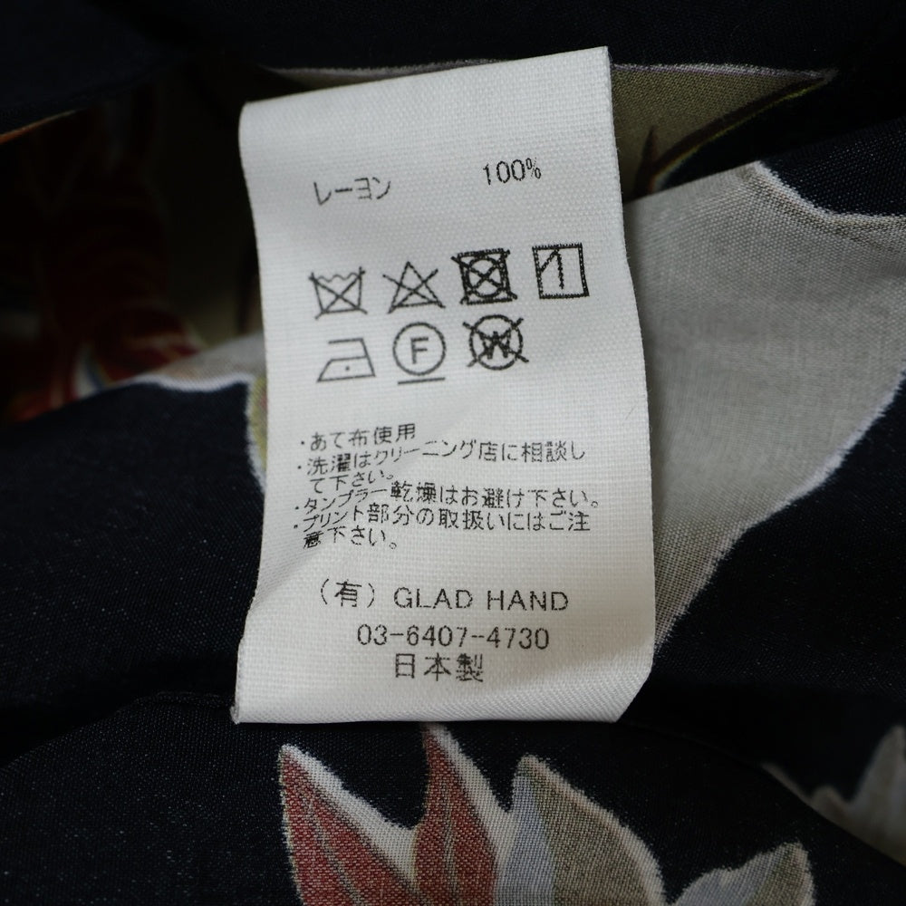 GANGSTERVILLE(ギャングスタービル) オープンカラー 長袖レーヨンシャツ ネイビー