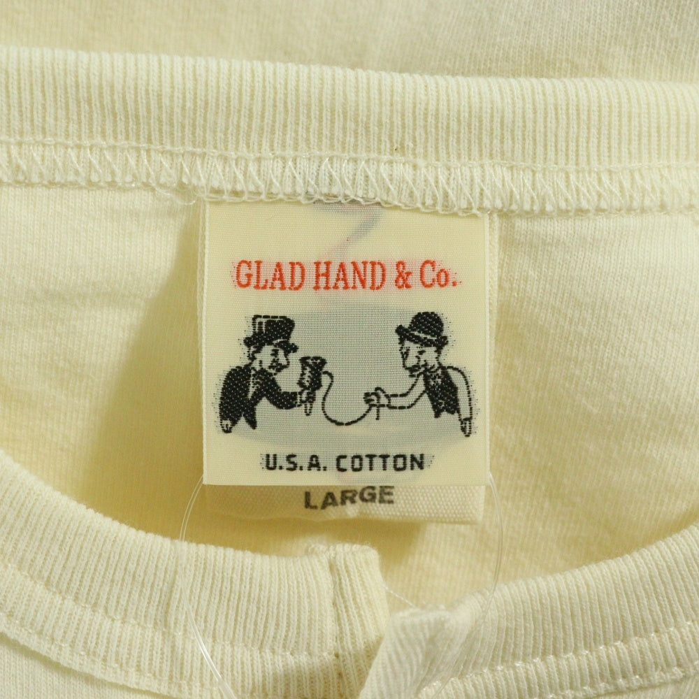 GLAD HAND(グラッドハンド) ヘンリーネック長袖Tシャツ カットソー ホワイト