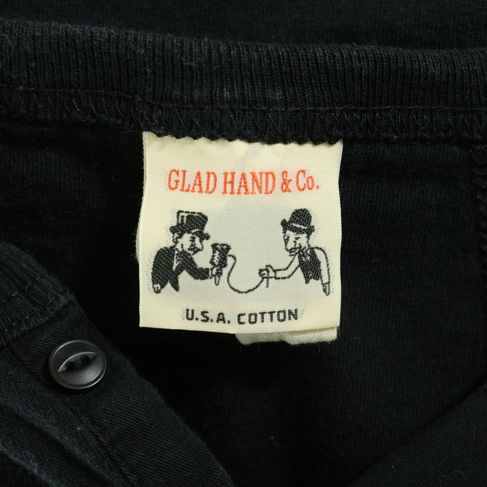 GLAD HAND(グラッドハンド) ヘンリーネック半袖Tシャツ カットソー ブラック