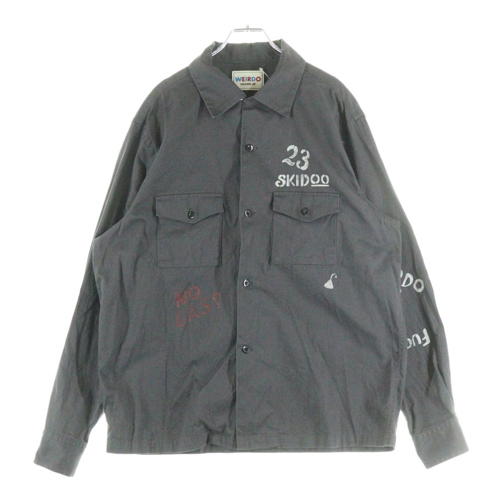 weirdo(ウィアード) オープンカラー 長袖サファリジャケット グレー