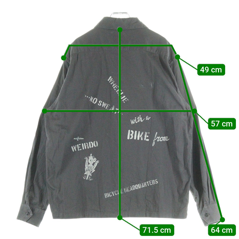 weirdo(ウィアード) オープンカラー 長袖サファリジャケット グレー