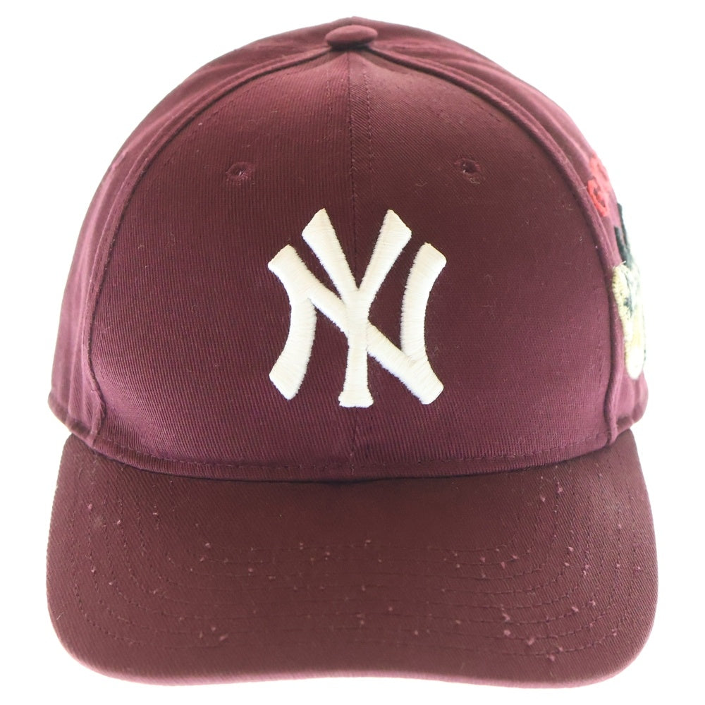 GUCCI(グッチ) 18AW NEW YORK YANKEES BASEBALL CAP バタフライ刺繍ヤンキースベースボールキャップ 帽子 レッド