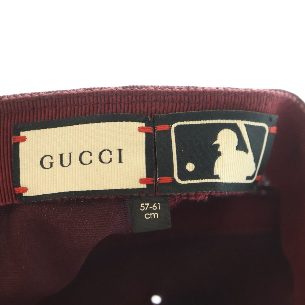 GUCCI(グッチ) 18AW NEW YORK YANKEES BASEBALL CAP バタフライ刺繍ヤンキースベースボールキャップ 帽子 レッド