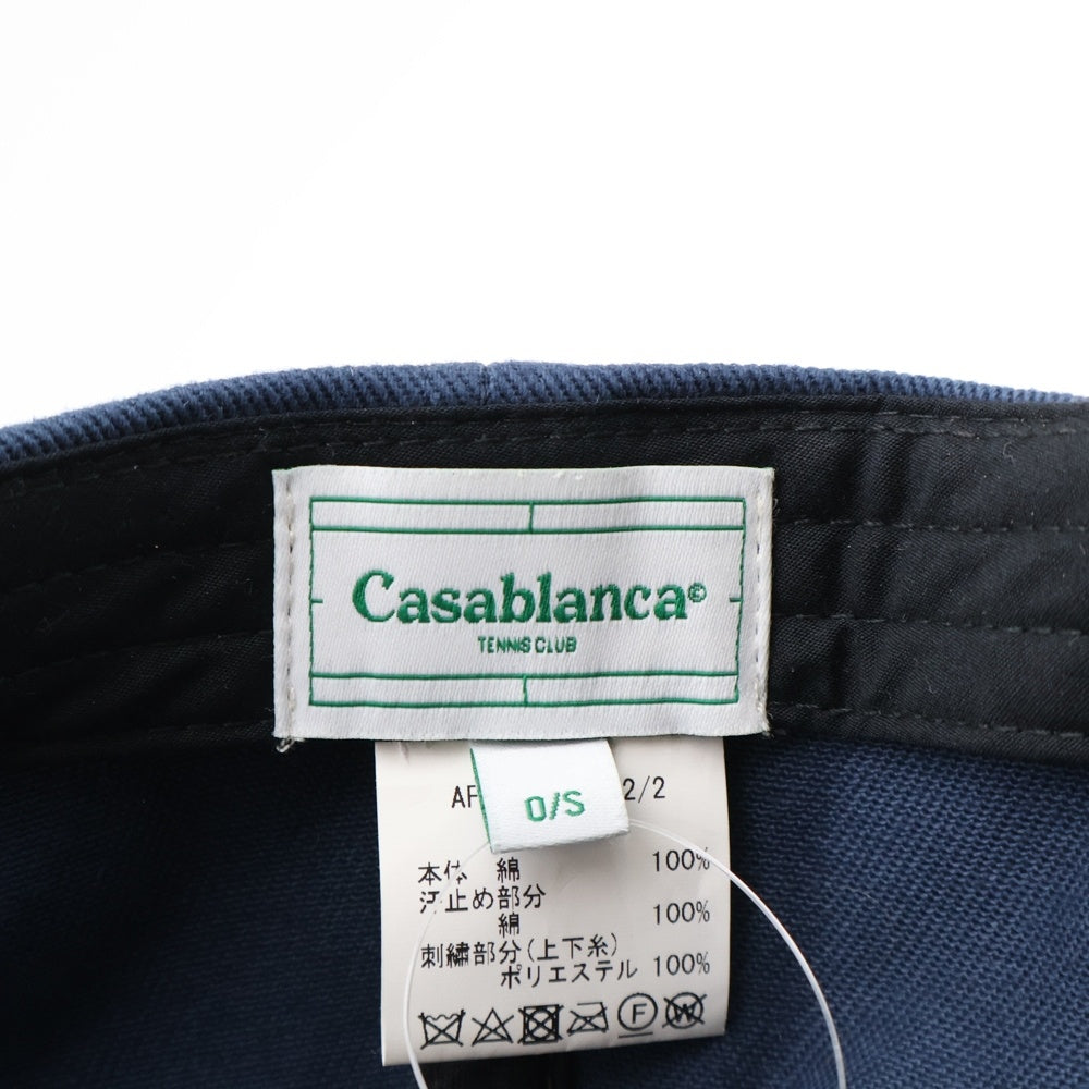 CASABLANCA(カサブランカ) ロゴ刺繍 6パネルベースボールキャップ 帽子 ネイビー AF22-HAT-002