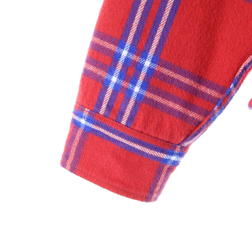 SAINT MICHAEL(セントマイケル) 24AW SHIRT JK FRANNEL QLT フランネル チェック キルティング フーデッド シャツ ジャケット レッド SM-YS1-0000-060