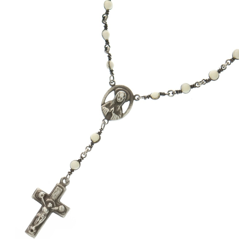 NO BRAND(ノーブランド) VISCERAL Melt Glass Rosario Necklace ヴィセラル ロザリオチェーンネックレス ホワイト