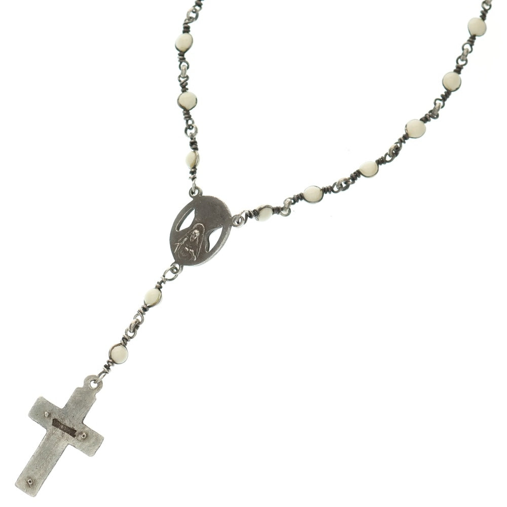 NO BRAND(ノーブランド) VISCERAL Melt Glass Rosario Necklace ヴィセラル ロザリオチェーンネックレス ホワイト