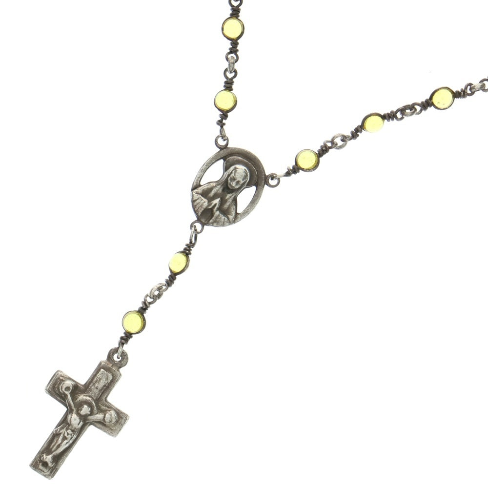 NO BRAND(ノーブランド) VISCERAL Melt Glass Rosario Necklace ヴィセラル ロザリオチェーンネックレス イエロー