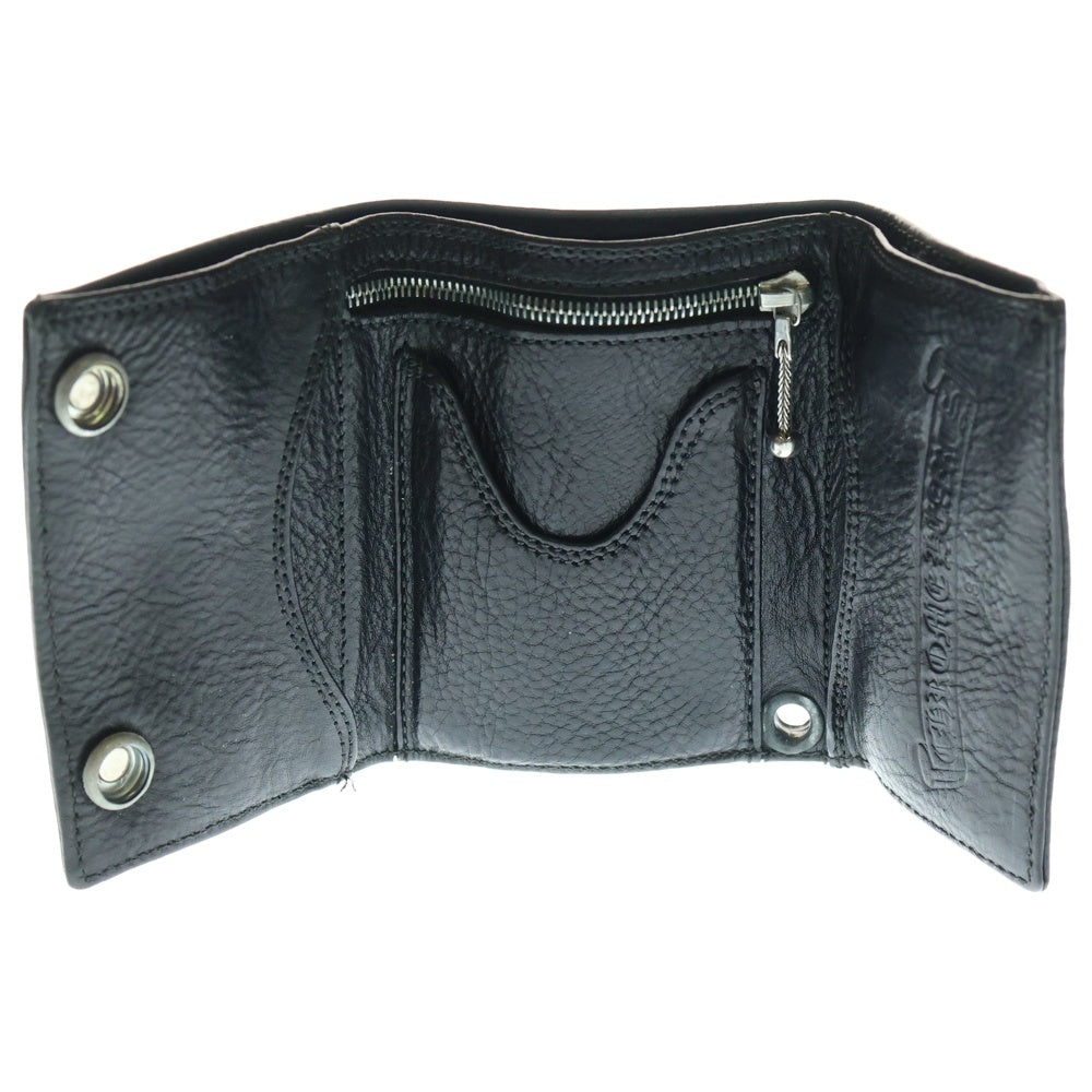 CHROME HEARTS(クロムハーツ) 3FOLD 3フォールド クロスボールボタン レザーウォレット 財布 ブラック BCA364