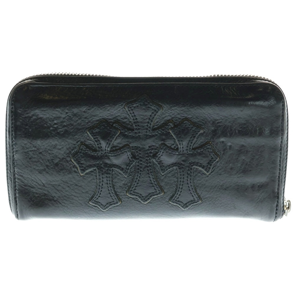 CHROME HEARTS(クロムハーツ) REC F ZIP 3クロス ラウンドジップレザーウォレット 財布 ブラック BCA368