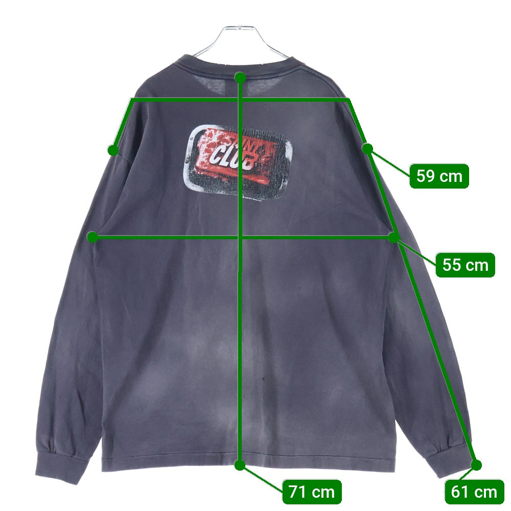 SAINT MICHAEL(セントマイケル) 24SS SAINT CLUB L/S Tee プリント 長袖Tシャツ ロンT チャコールグレー SM-YS8-0000-016