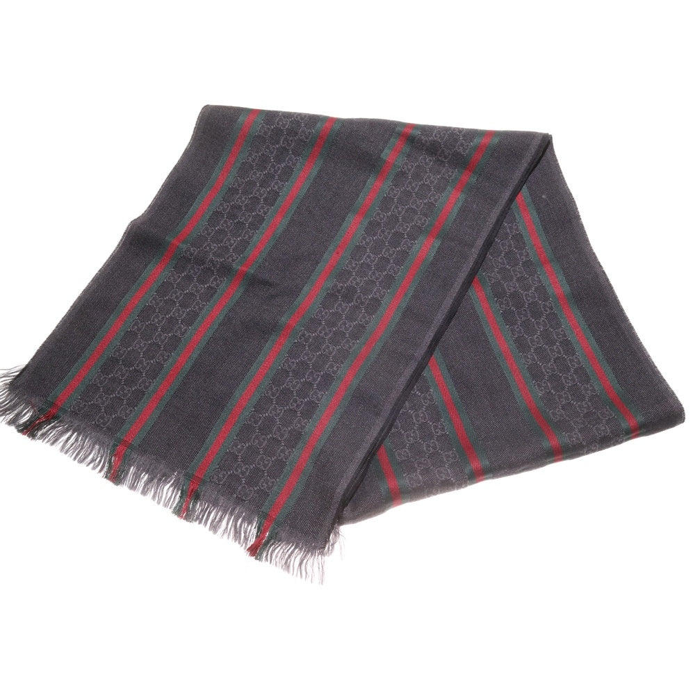 【専用】GUCCI/グッチ ＊ マフラー ＊ シェリーライン ＊ ウール/シルク GUCCI(グッチ) シェリーライン フリンジ シルク混 ウール マフラー