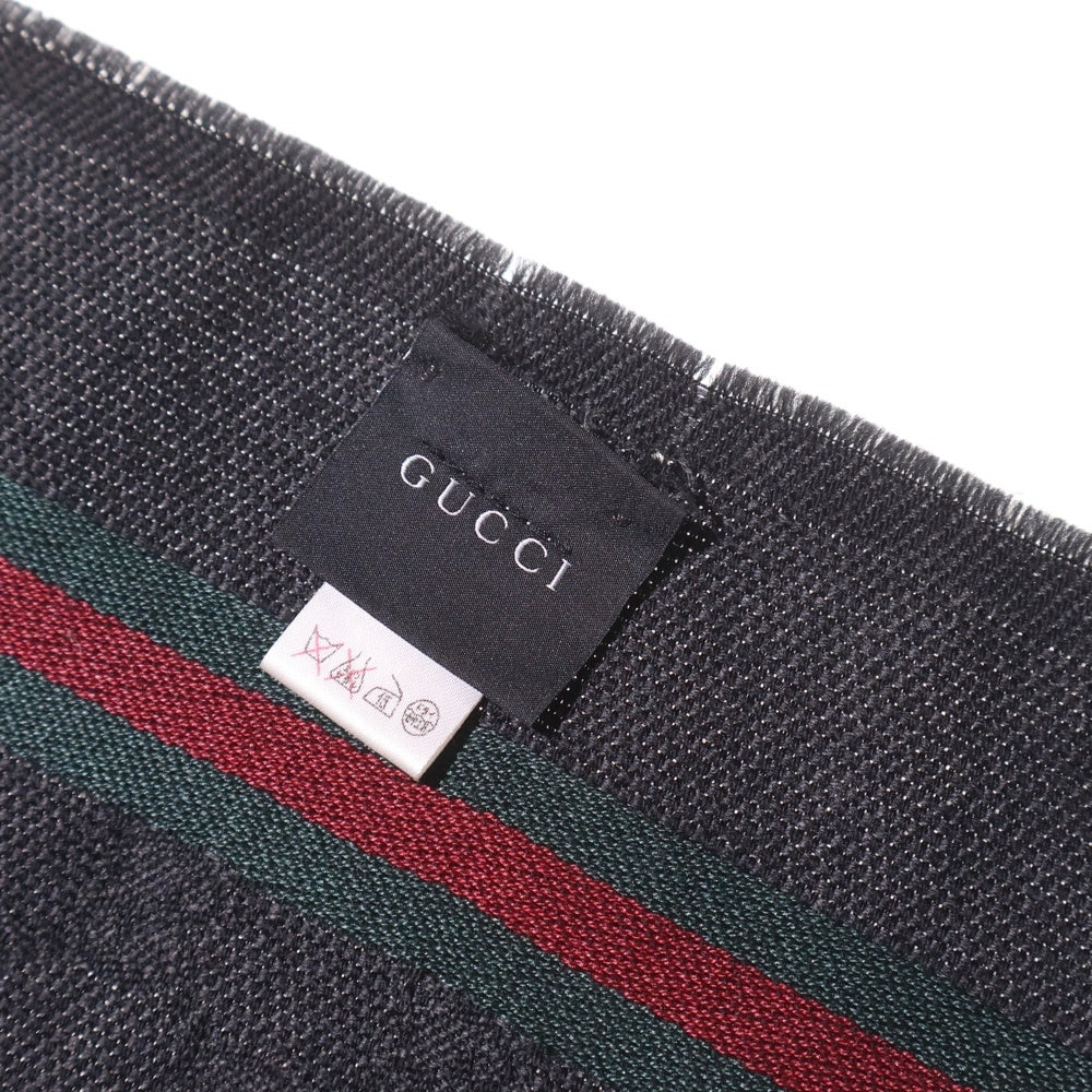 GUCCI(グッチ) シェリーライン フリンジ シルク混 ウール マフラー ストール ブラック 268941 レディース