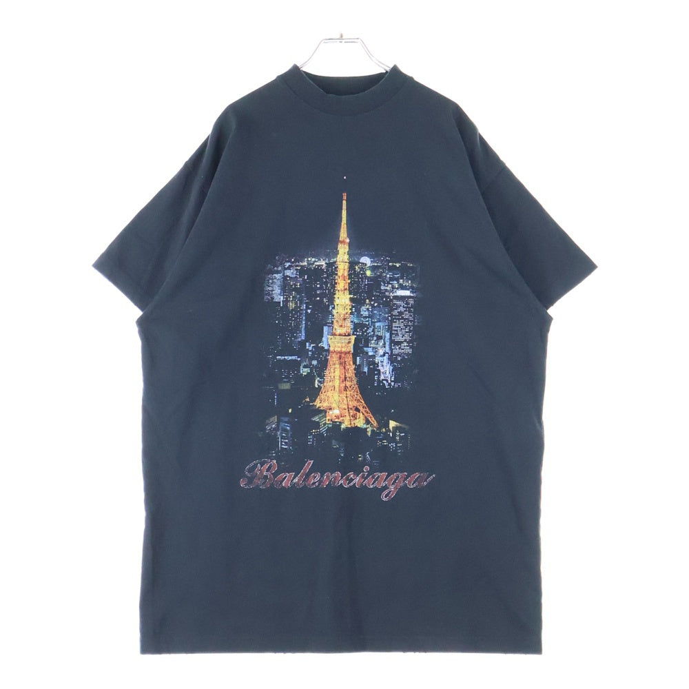 BALENCIAGA(バレンシアガ) 銀座限定 東京タワー プリント 半袖Tシャツ ブラック 787349 TQV75