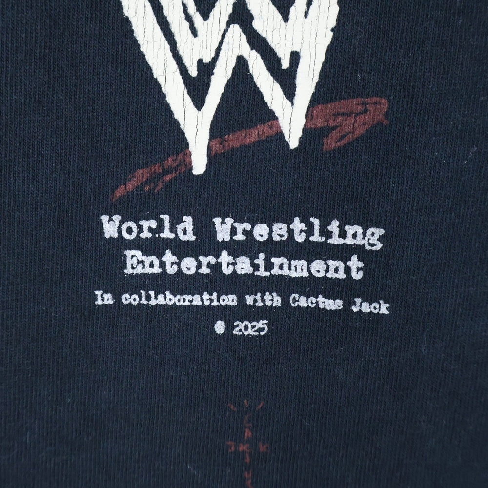 Cactus Jack(カクタスジャック) ×WWE Wrestling Is Real Tee ロゴプリント半袖Tシャツ ブラック