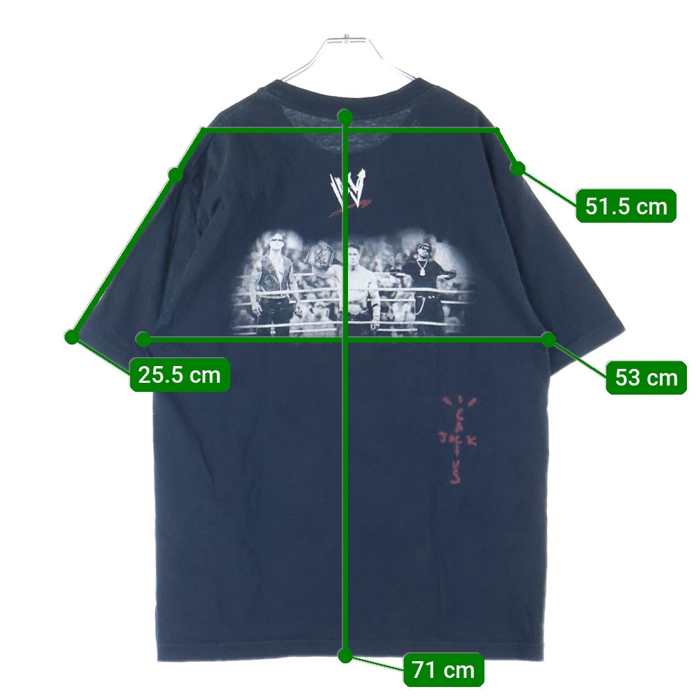 Cactus Jack(カクタスジャック) ×WWE Wrestling Is Real Tee ロゴプリント半袖Tシャツ ブラック