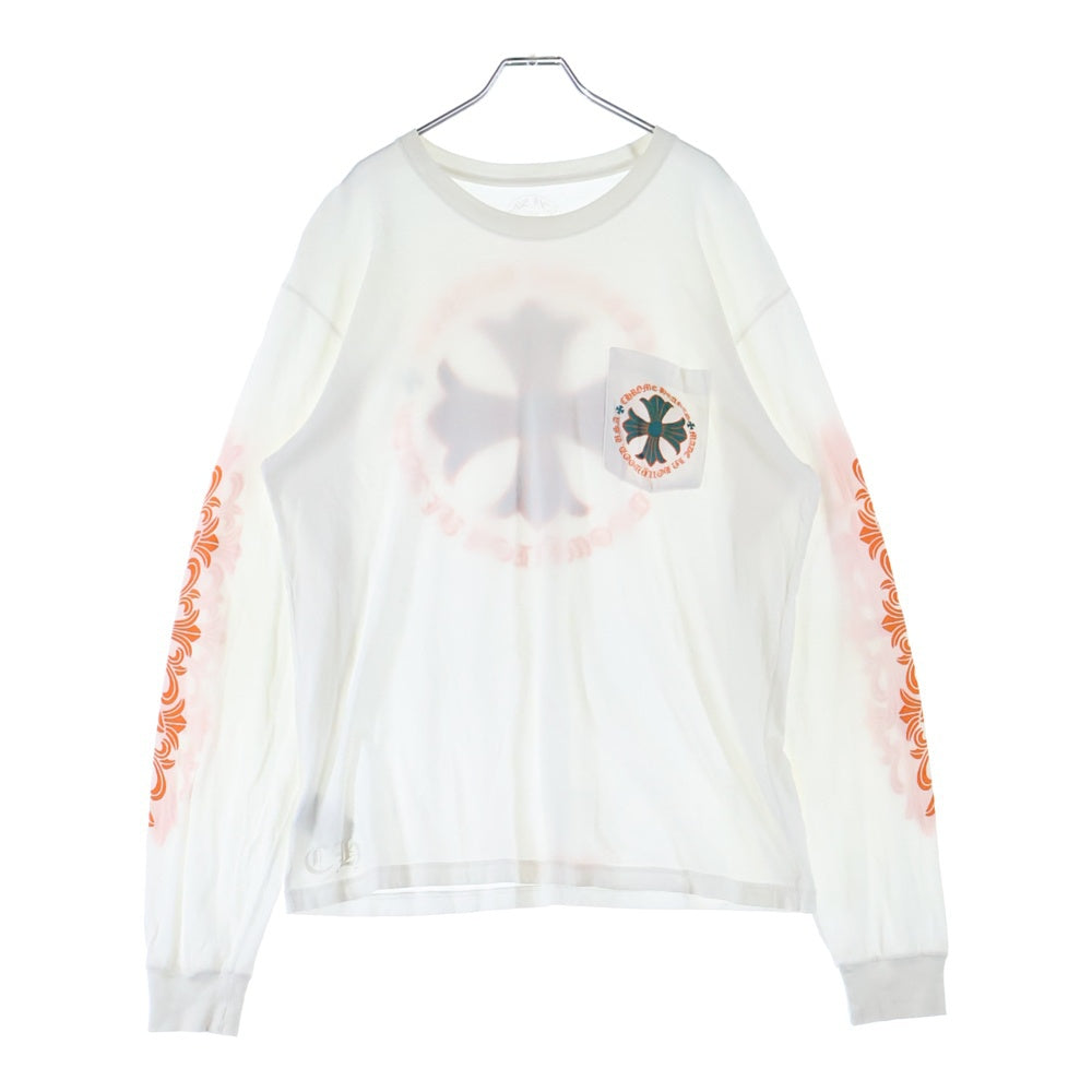 CHROME HEARTS(クロムハーツ) Miami Limited Back Cross L/S Tee マイアミ限定 CHプラス フローラルクロス 長袖Tシャツ ロンT ホワイト