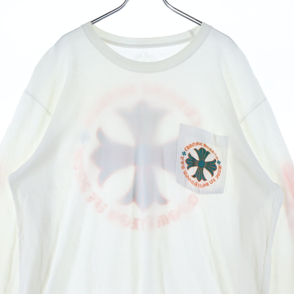 CHROME HEARTS(クロムハーツ) Miami Limited Back Cross L/S Tee マイアミ限定 CHプラス フローラルクロス 長袖Tシャツ ロンT ホワイト