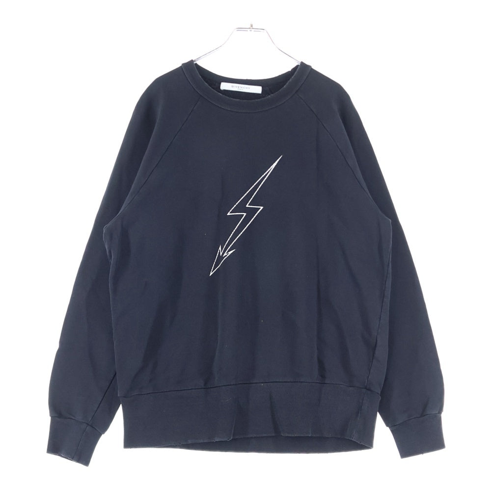 GIVENCHY(ジバンシィ) World Tour Crewneck ワールドツアー ダメージ加工 クルーネックスウェットトレーナー ブラック BM70HD306C