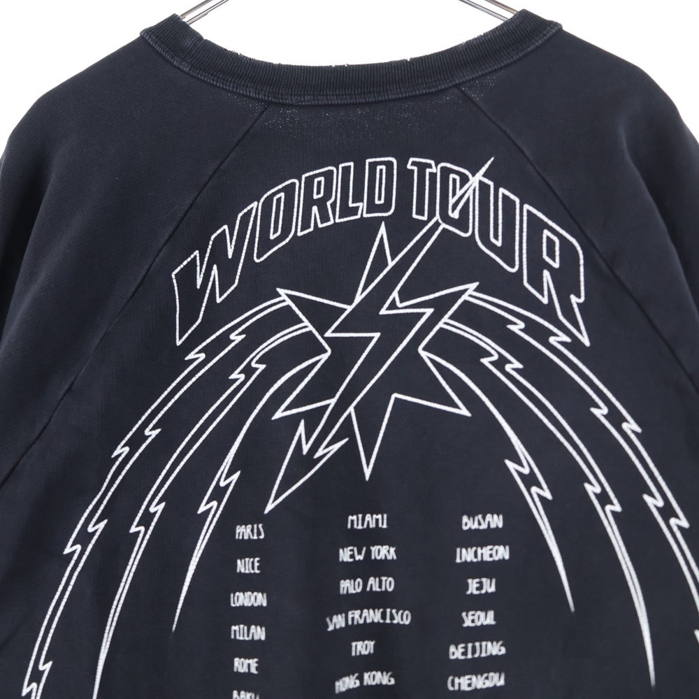 GIVENCHY(ジバンシィ) World Tour Crewneck ワールドツアー ダメージ加工 クルーネックスウェットトレーナー ブラック BM70HD306C