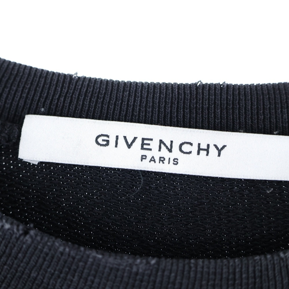 GIVENCHY(ジバンシィ) World Tour Crewneck ワールドツアー ダメージ加工 クルーネックスウェットトレーナー ブラック BM70HD306C