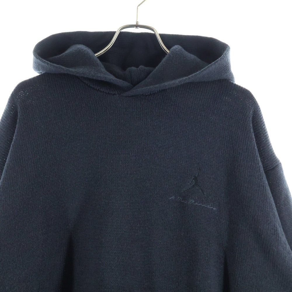 NIKE(ナイキ) JORDAN BRAND M J AMM HOODIE SWEATER フロントロゴ刺繍 ウール ニット プルオーバーパーカー ブラック FN0611-010