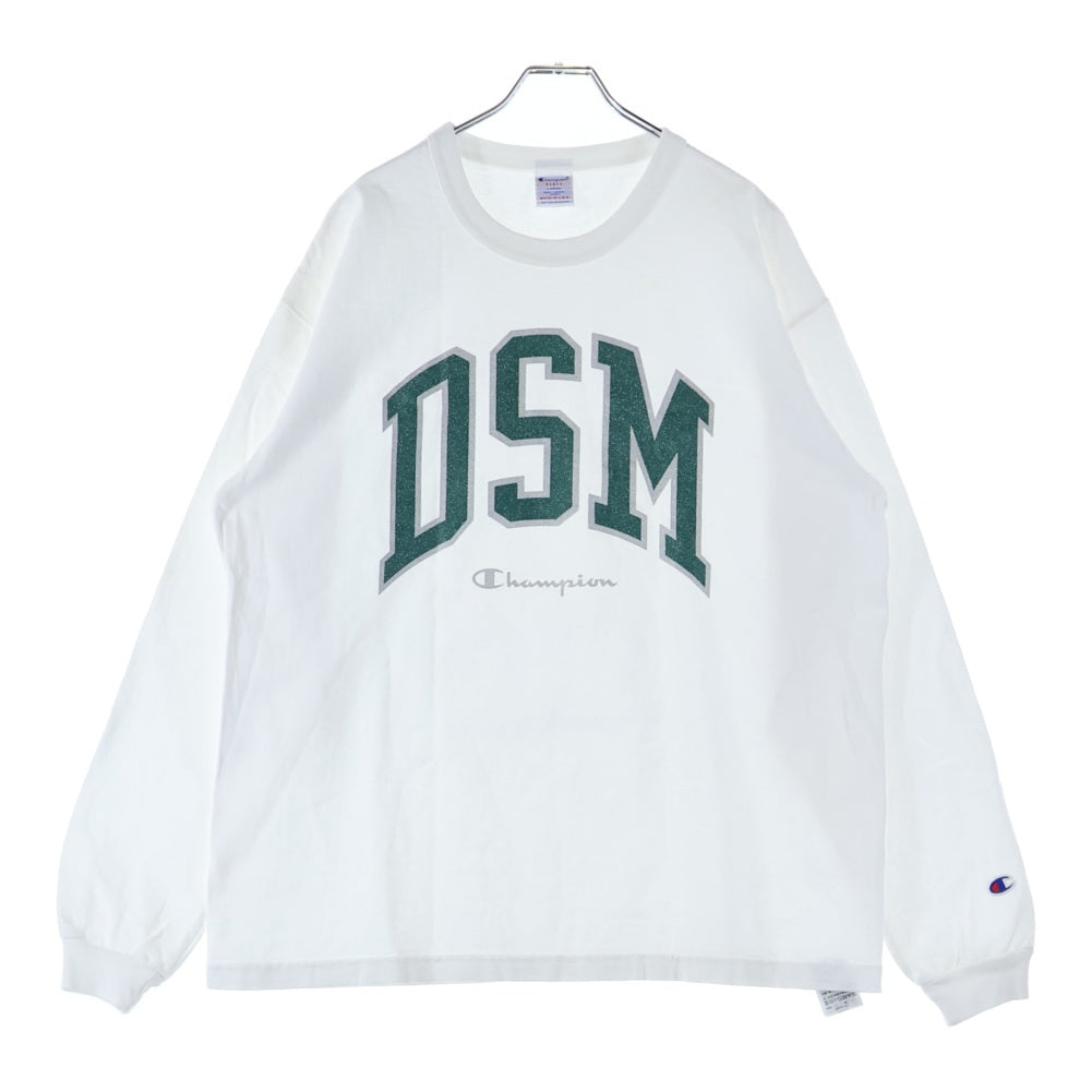 CHAMPION(チャンピオン) ×DOVER STREET MARKET Gritter Logo L/S Tee ドーバーストリートマーケット グリッターロゴ 長袖Tシャツ ロンT ホワイト C5-U409