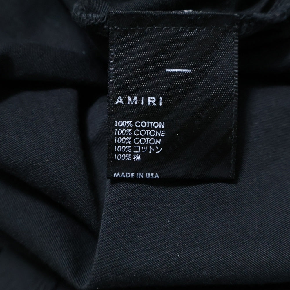 AMIRI(アミリ) ヴィンテージ加工 フロッキーロゴプリント 半袖Tシャツ ブラック