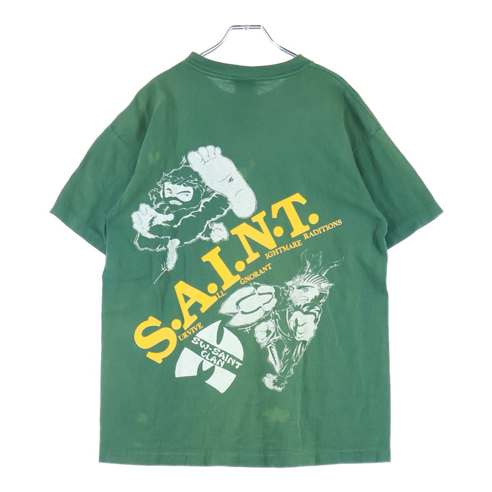 SAINT MICHAEL(セントマイケル) 24SS TEE SAINT CLAN セイント クラン クルーネック カットソー 半袖Tシャツ グリーン SM-YS8-0000-C16