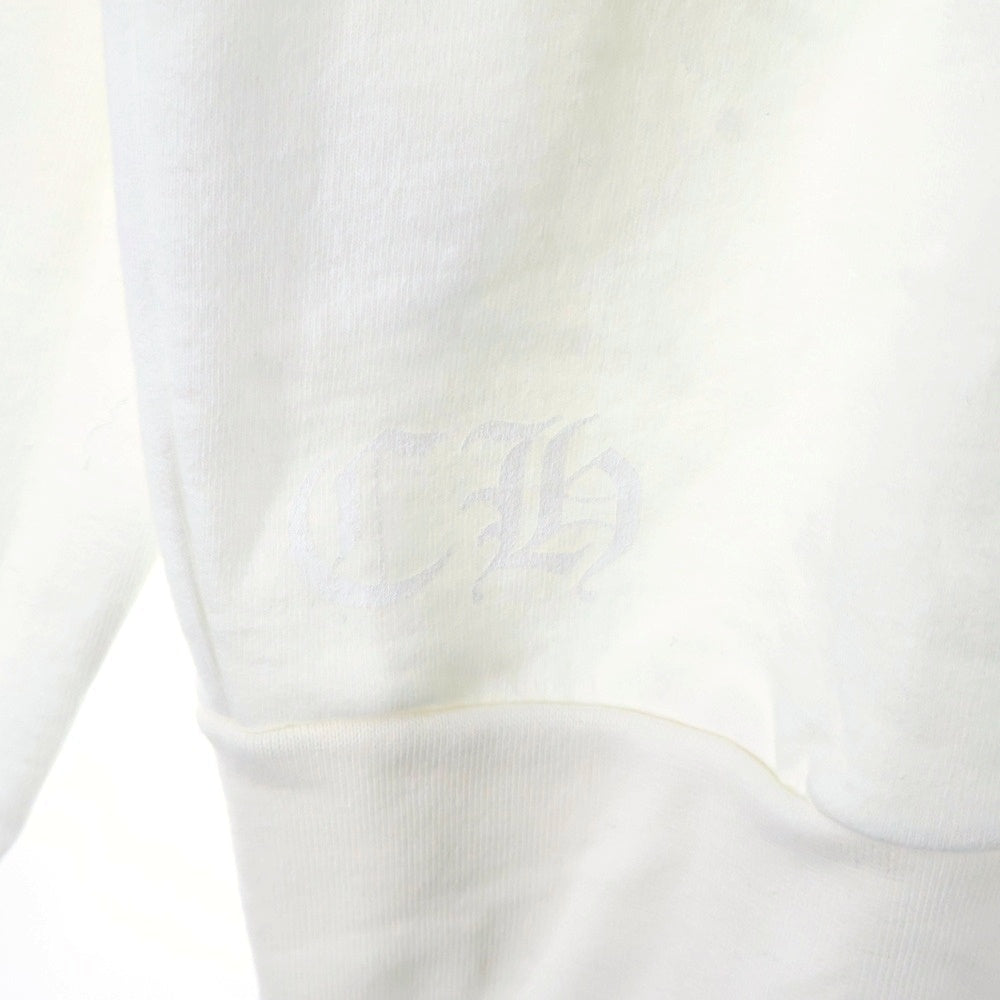 CHROME HEARTS(クロムハーツ) LOVE YOU NECK LOGO ラブユー ネックロゴ 袖フローラルプリント クルーネックスウェット ホワイト