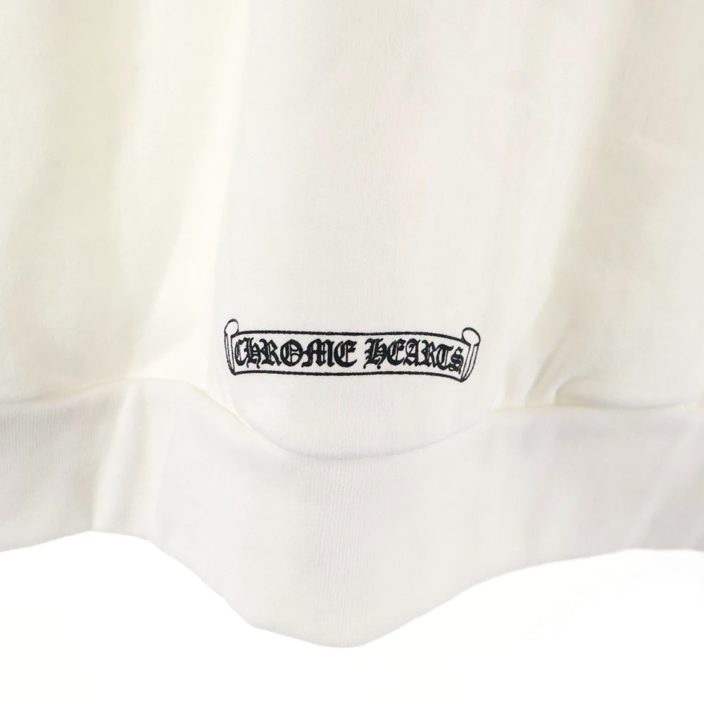 CHROME HEARTS(クロムハーツ) LOVE YOU NECK LOGO ラブユー ネックロゴ 袖フローラルプリント クルーネックスウェット ホワイト