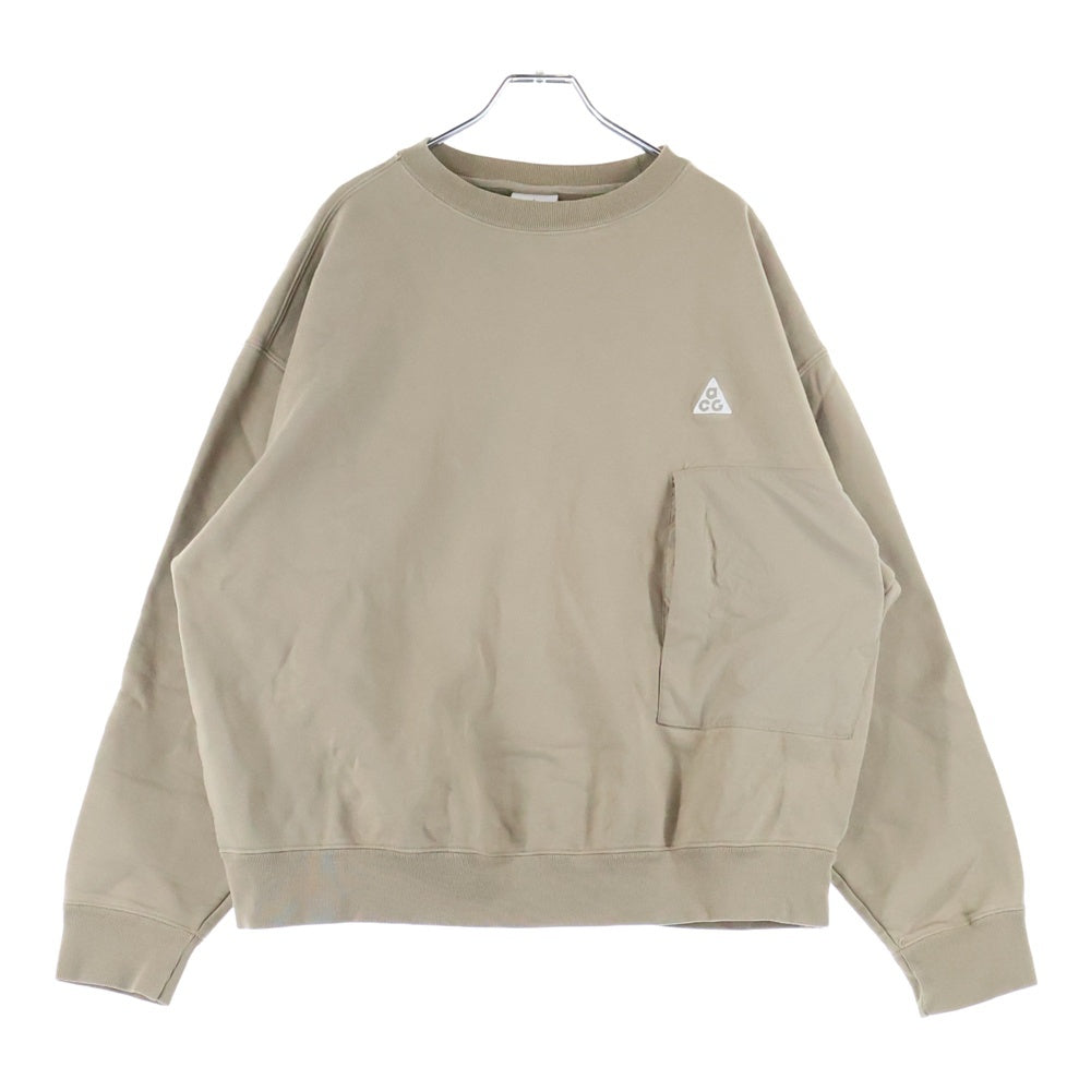 NIKE ACG(ナイキエーシージー) ロゴ刺繍 クルーネック スウェット トレーナー ブラウン CV0683-247