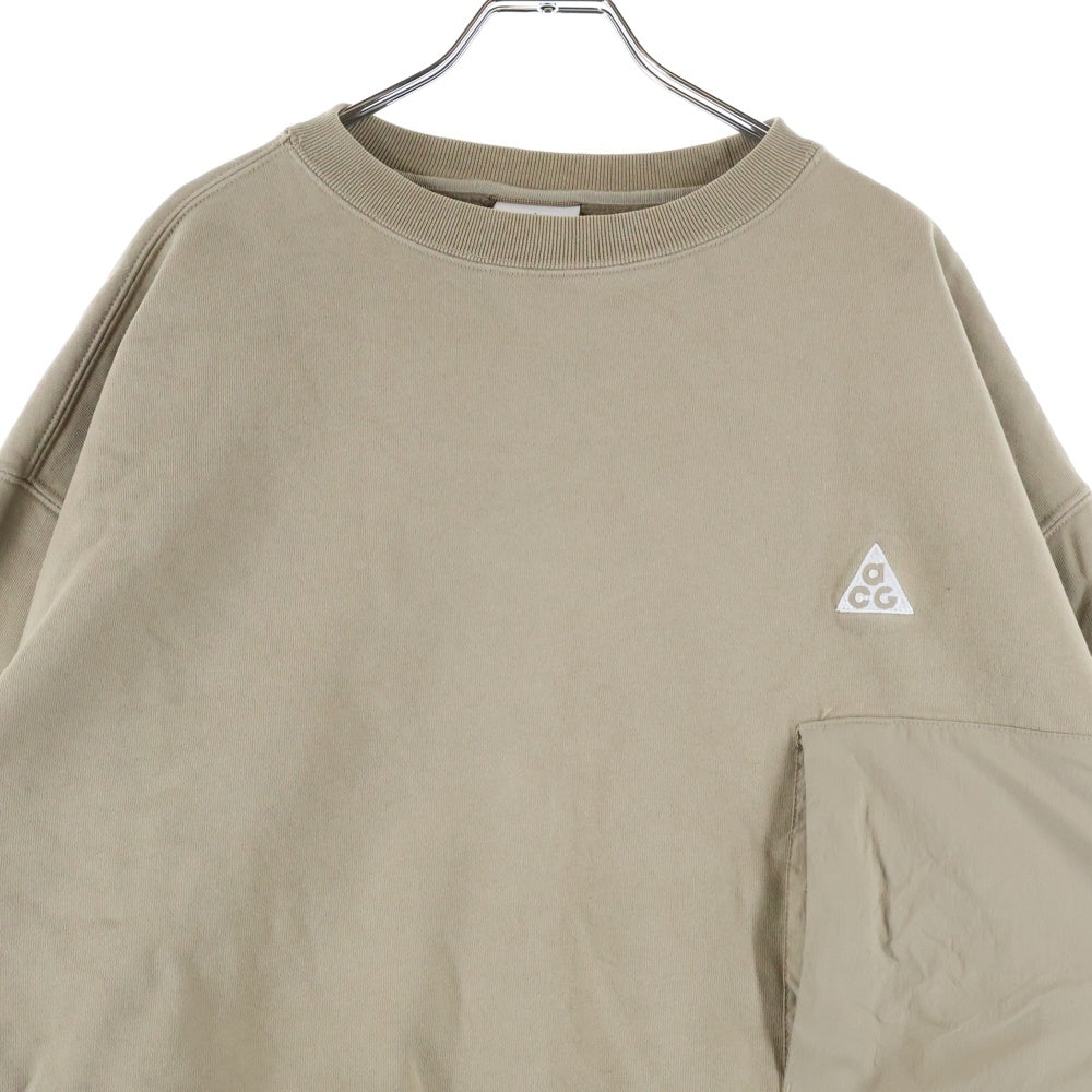 NIKE ACG(ナイキエーシージー) ロゴ刺繍 クルーネック スウェット トレーナー ブラウン CV0683-247